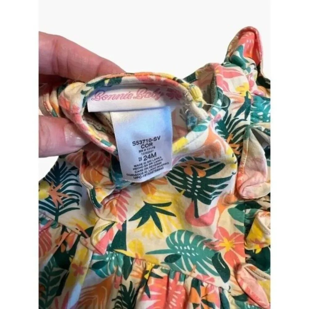 BONNIE JEAN Tropical Print Peplum Top & Orange Shorts Set Toddler Girls Summer O